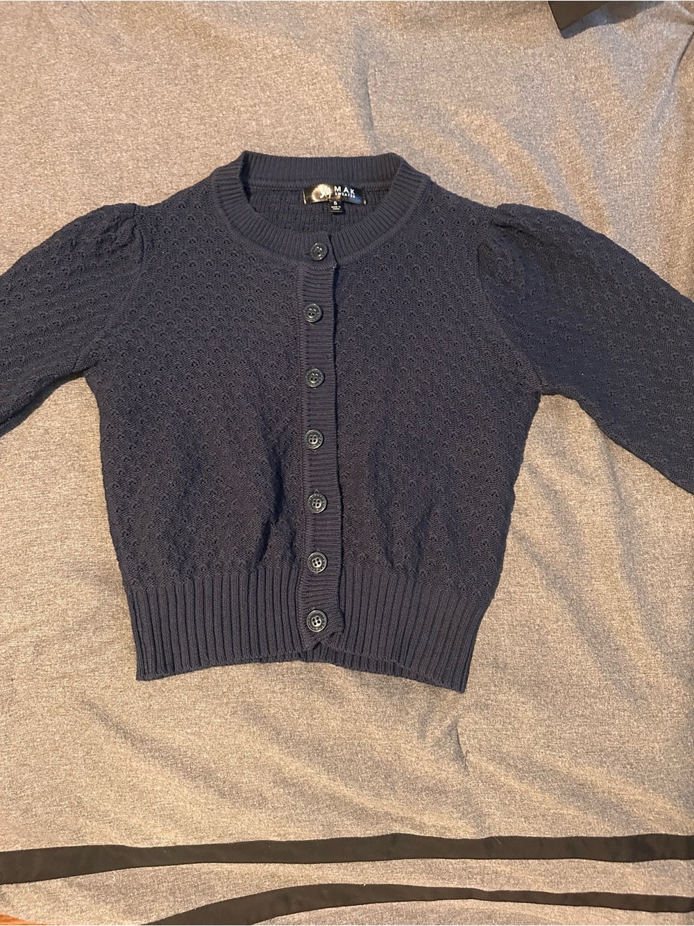 Amazon Essentials Navy Textured Crop Cardigan